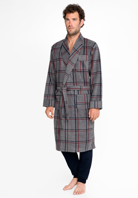 Bata Hombre Invierno Premium Forro Polar Estampado - Gris 0602_20 - 94882120 - https://www.elbuhonocturno.com/