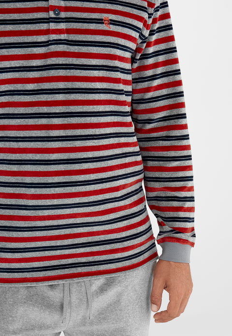 Pijama Hombre Invierno Terciopelo Rayas - Rojo 5723_90 - 97445437 - https://www.elbuhonocturno.com/