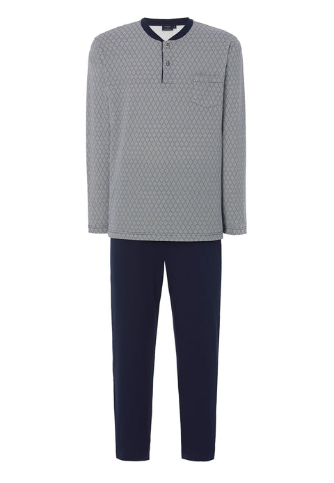 PRODIGY Pijama Hombre Largo Premium Tapeta Algodón Punto Estampado - Azul 531_39 - 66314586 - https://www.elbuhonocturno.com/