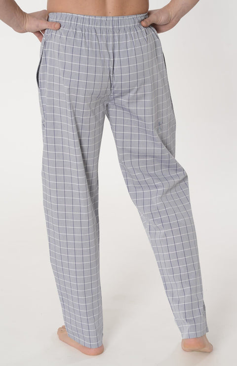 Pantalón Pijama Hombre Largo Algodón Popelín Cuadros - Gris 8973_20 - 74336673 - https://www.elbuhonocturno.com/