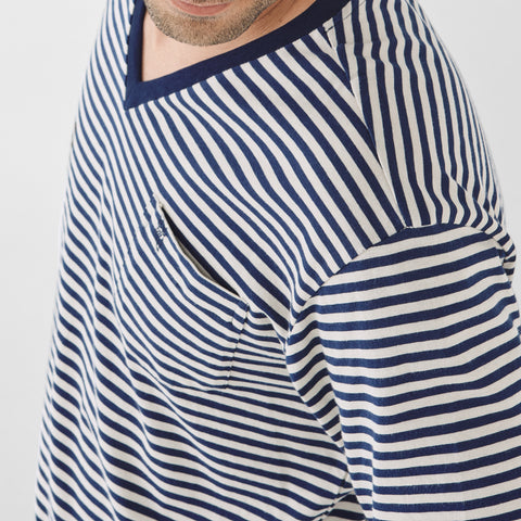 Pijama Hombre Invierno Premium Pico Algodón Punto Rayas - Azul 55004_10 - 41588399 - https://www.elbuhonocturno.com/