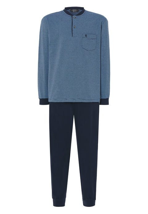 Pijama Hombre Invierno Premium Tapeta Algodón Punto - Azul 55026_33 - 87546832 - https://www.elbuhonocturno.com/