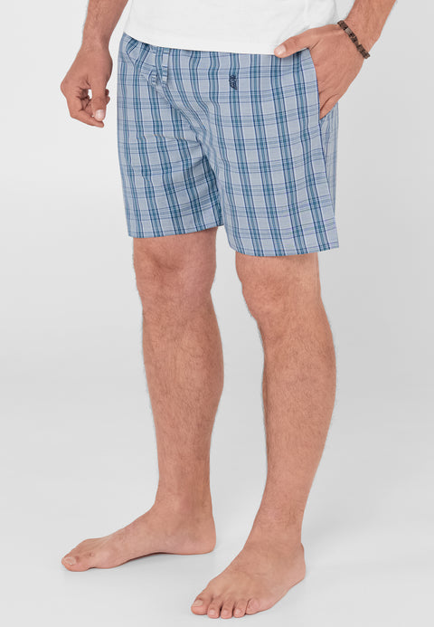 Pantalón Pijama Hombre Corto Algodón Popelín Cuadros - Verde 8502_44 - 11577481 - https://www.elbuhonocturno.com/