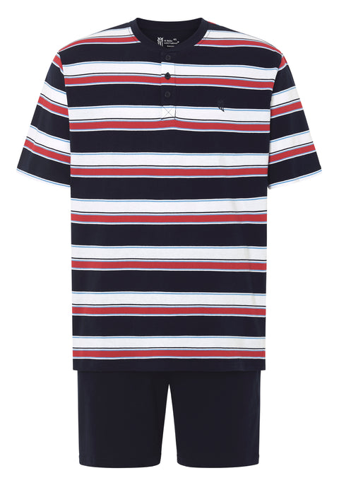Pijama Hombre Verano Corto Tapeta Algodón Punto Rayas - Rojo 3034_94 - 46547098 - https://www.elbuhonocturno.com/