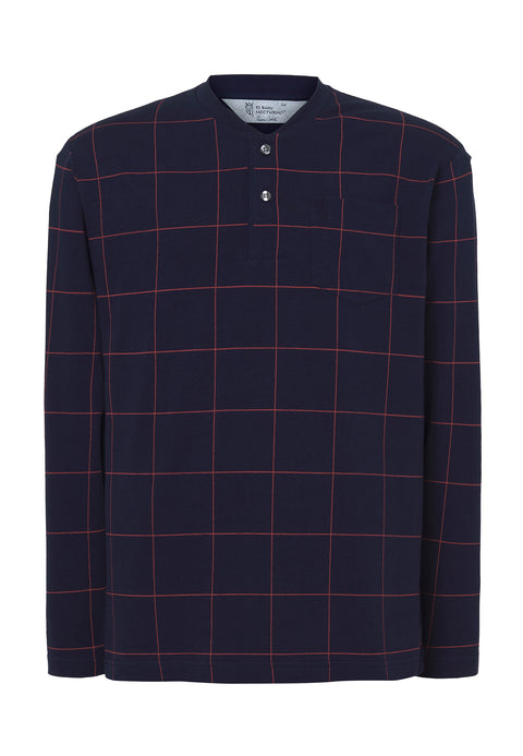 Pijama Hombre Largo Premium Tapeta Punto Estampado Granate Marino
