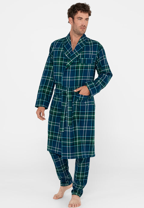 Bata Hombre Franela Invierno Verde 0801 | El Búho Nocturno - 99713070 - https://www.elbuhonocturno.com/