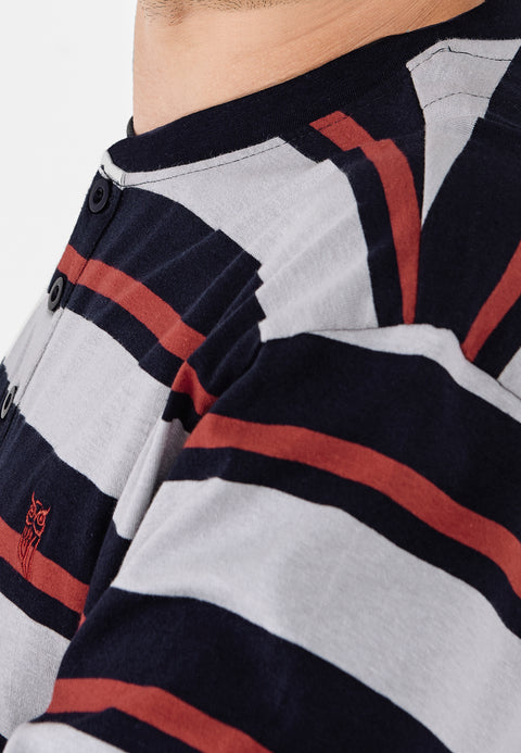 Pijama Hombre Largo Tapeta Punto Rayas Azul