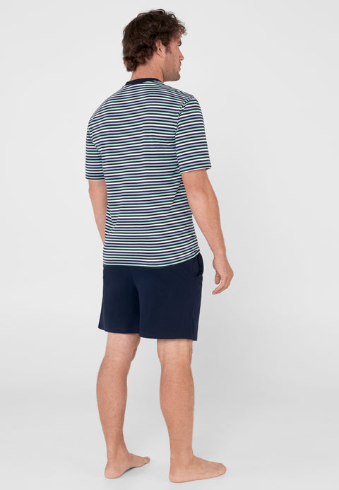 Pijama Hombre Verano Corto Tapeta Algodón Punto Rayas - Verde 3035_40 - 13769107 - https://www.elbuhonocturno.com/