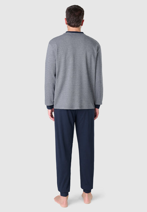 Pijama Hombre Invierno Premium Tapeta Algodón Punto - Azul 55022_22 - 4932563 - https://www.elbuhonocturno.com/