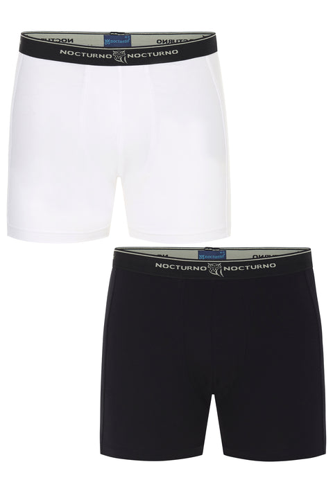 Pack Bóxer Algodón Punto Liso Blanco/Negro - Blanco 7700_66 - 40574720 - https://www.elbuhonocturno.com/