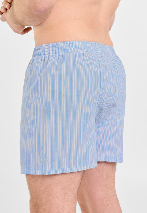 Calzoncillos Bóxer Hombre Popelín Cuadros Cuadros Rayas Azules