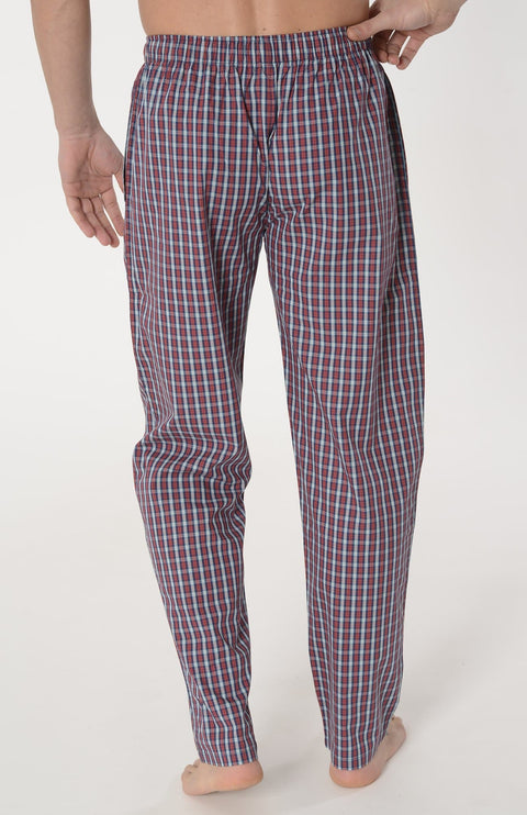 Pantalón Pijama Hombre Largo Algodón Popelín Cuadros - Rojo 8910_94 - 48912384 - https://www.elbuhonocturno.com/