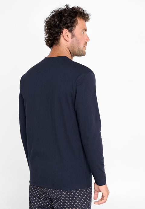 Camiseta Manga Larga Punto Tapeta Lisa Marino Liso
