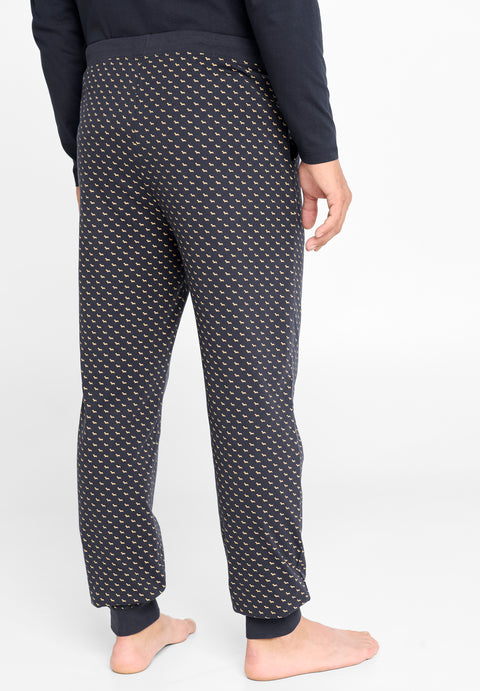 Pantalón Pijama Hombre Largo Algodón Punto Cuadros - Azul 8510_39 - 85492187 - https://www.elbuhonocturno.com/