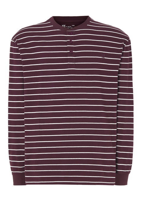 Pijama Hombre Largo Tapeta Punto Rayas Granate