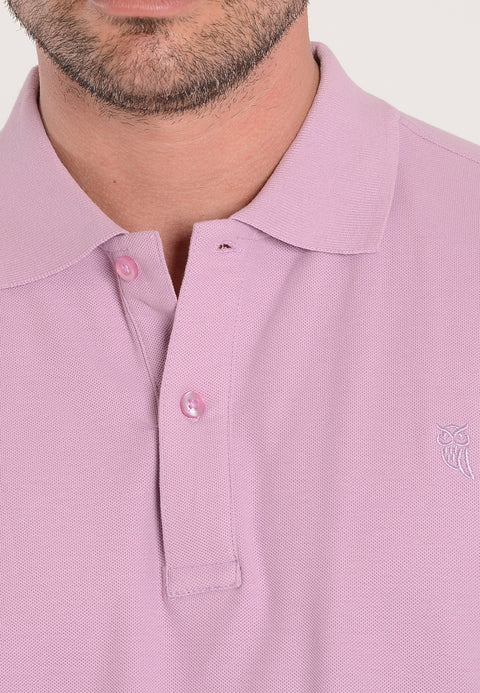 Polo Hombre Manga Corta Verano 100% Algodón Tapeta Pique Liso Violeta