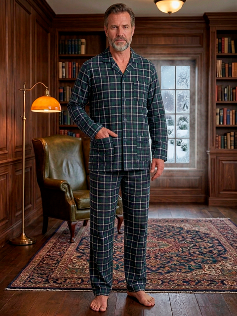 Pijama hombre invierno franela y terciopelo — El Búho Nocturno