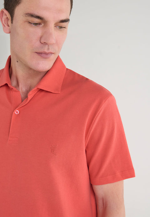   Polo Hombre Manga Corta Algodón Piqué Liso - Salmón 0108_93 - 22518706 - https://www.elbuhonocturno.com/  