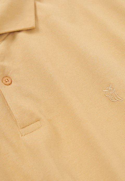   Polo Hombre Manga Corta Algodón Piqué Liso - Beige 0109_10 - 46553677 - https://www.elbuhonocturno.com/  