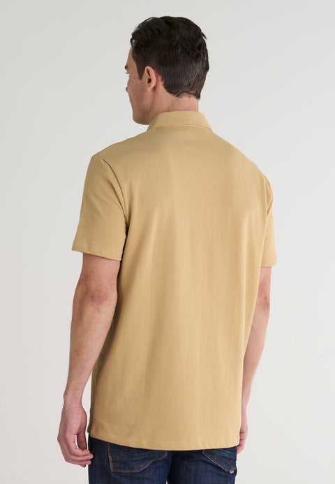   Polo Hombre Manga Corta Algodón Piqué Liso - Beige 0109_10 - 97393539 - https://www.elbuhonocturno.com/  
