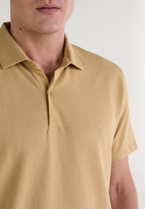   Polo Hombre Manga Corta Algodón Piqué Liso - Beige 0109_10 - 94440020 - https://www.elbuhonocturno.com/  