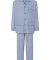 Heren Pyjama Lang Revers Popeline Strepen - Blauw 1404_39 - Maat 3 (M) / Blauw / 60% katoen 40% polyester