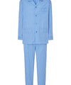 Pyjamas Herr Lång Revers Bomull Poplin Rutig - Blå 1536_36 - Storlek 5 (XL) / Blå / 100% bomull