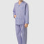 Men's Long Plaid Poplin Lapel Pajamas - Blue 1538_30