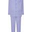 Men's Long Plaid Poplin Lapel Pajamas - Blue 1538_30
