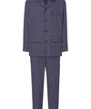 Heren Pyjama Lang Revers Katoen Popeline Geruit - Blauw 1540_39 - Maat 5 (XL) / Blauw / 100% katoen