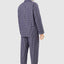 Men's Long Plaid Poplin Lapel Pajamas - Blue 1540_39