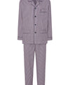 Mens Pajamas Long Lapel Cotton Poplin Checkered - Red 1541_90 - Size 4 (L) / Red / 100% cotton