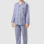 Men's Long Plaid Poplin Lapel Pajamas - Blue 1542_30