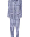 Pijamale Bărbați Lungi Rever Popelin Carouri - Albastru 1542_30 - Mărimea 6 (XXL) / Albastru / 60% bumbac 40% poliester
