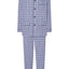 Men's Long Plaid Poplin Lapel Pajamas - Blue 1542_30