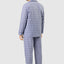 Men's Long Plaid Poplin Lapel Pajamas - Blue 1542_30