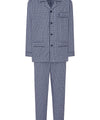 Heren Pyjama Lang Revers Popeline Geruit - Blauw 1543_39 - Maat 7 (XXXL) / Blauw / 60% katoen 40% polyester