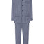 Men's Long Plaid Poplin Lapel Pajamas - Blue 1543_39