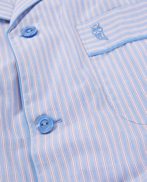   Pijama Hombre Largo Solapa Popelín Rayas - Azul 1547_30 - 79963760 - https://www.elbuhonocturno.com/  