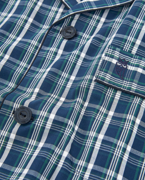 Pijama Hombre Largo Solapa Popelín Cuadros - Azul 1550_39