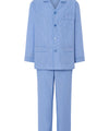 Pijama Hombre Largo Solapa Popelín Rayas - Azul 1551_37 - Talla 3 (M) / Azul / 100% algodón