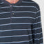 55025 - Long Winter Man Pajamas Premium Pointed Placket - Gray Light Blue Stripes