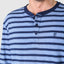 5308 - Pyjama long à rayures pour homme avec patte de boutonnage en tricot - Bleu