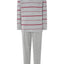 5576 - Pyjama long à rayures pour homme avec patte de boutonnage en tricot - Gris