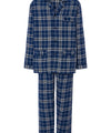 Pyjama Homme Long Premium Col Revers Coton Flanelle Carreaux - Bleu 2819_37 - Taille 3 (M) / Bleu / 100 % coton