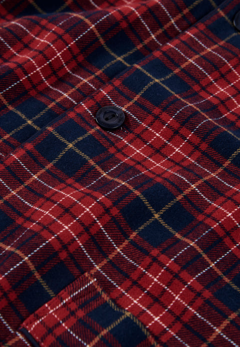   Pijama Hombre Largo Premium Solapa Algodón Franela Cuadros - Rojo 2820_94 - 33369229 - https://www.elbuhonocturno.com/  