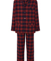 Pijamale Bărbați Lungi Premium Rever Bumbac Flanel Carouri - Roșu 2820_94 - Mărimea 3 (M) / Roșu / 100% bumbac