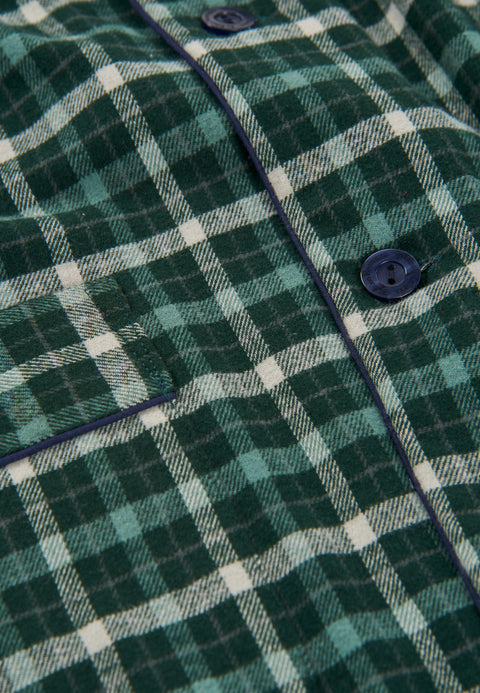   Pijama Hombre Largo Premium Solapa Algodón Franela Cuadros - Verde 2821_40 - 27227773 - https://www.elbuhonocturno.com/  