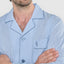   Pijama Hombre Largo Solapa Algodón Popelín Rayas - Celeste 2912_30 - 61193526 - https://www.elbuhonocturno.com/  