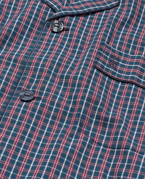 Pijama Hombre Largo Solapa Algodón Popelín Cuadros - Azul 2994_39